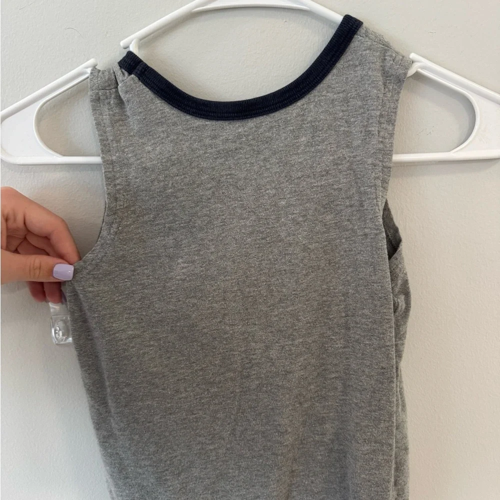 The Children's Place Gray Tank with Navy Trim Athletic Graphic